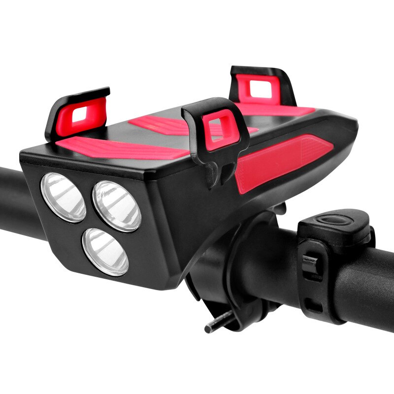 Multi-funktion USB Aufladbare Fahrrad Licht Kopf Lampe Telefon Halfter mit Fahrrad Horn Glocke 4in1 4000mAh MTB Radfahren Vorderseite Licht