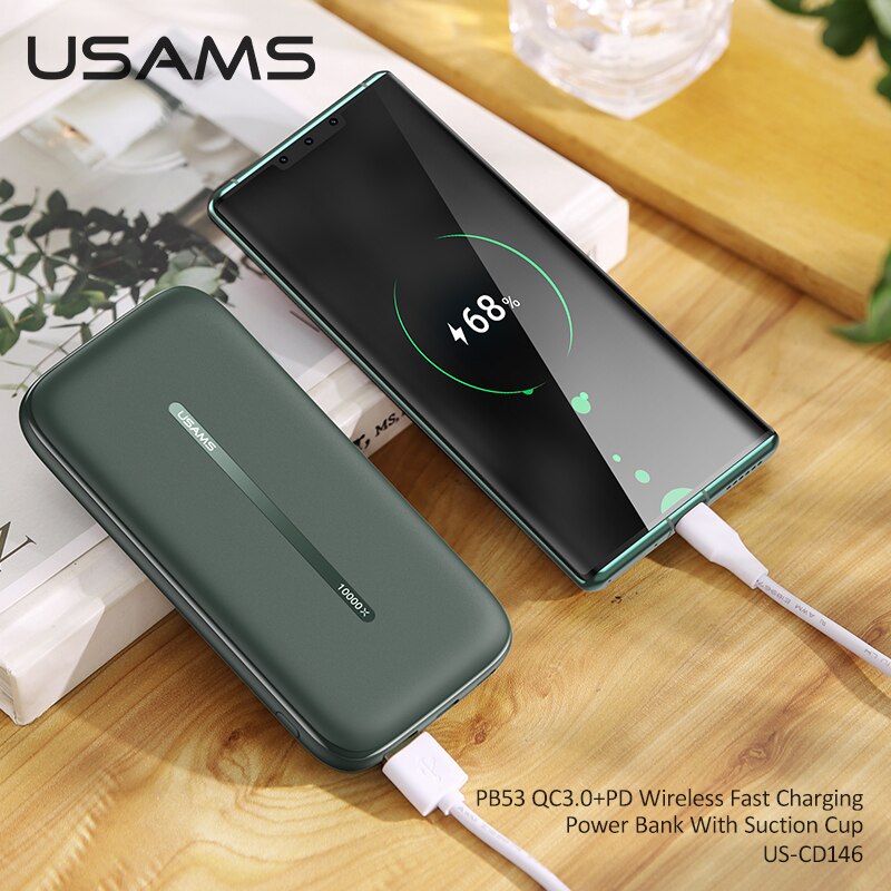 Usams Power Bank 10000 Mah Draagbare Opladen Powerbank 10000 Mah Usb Poverbank Externe Batterij Oplader Voor Xiaomi Mi 9 8 iphone