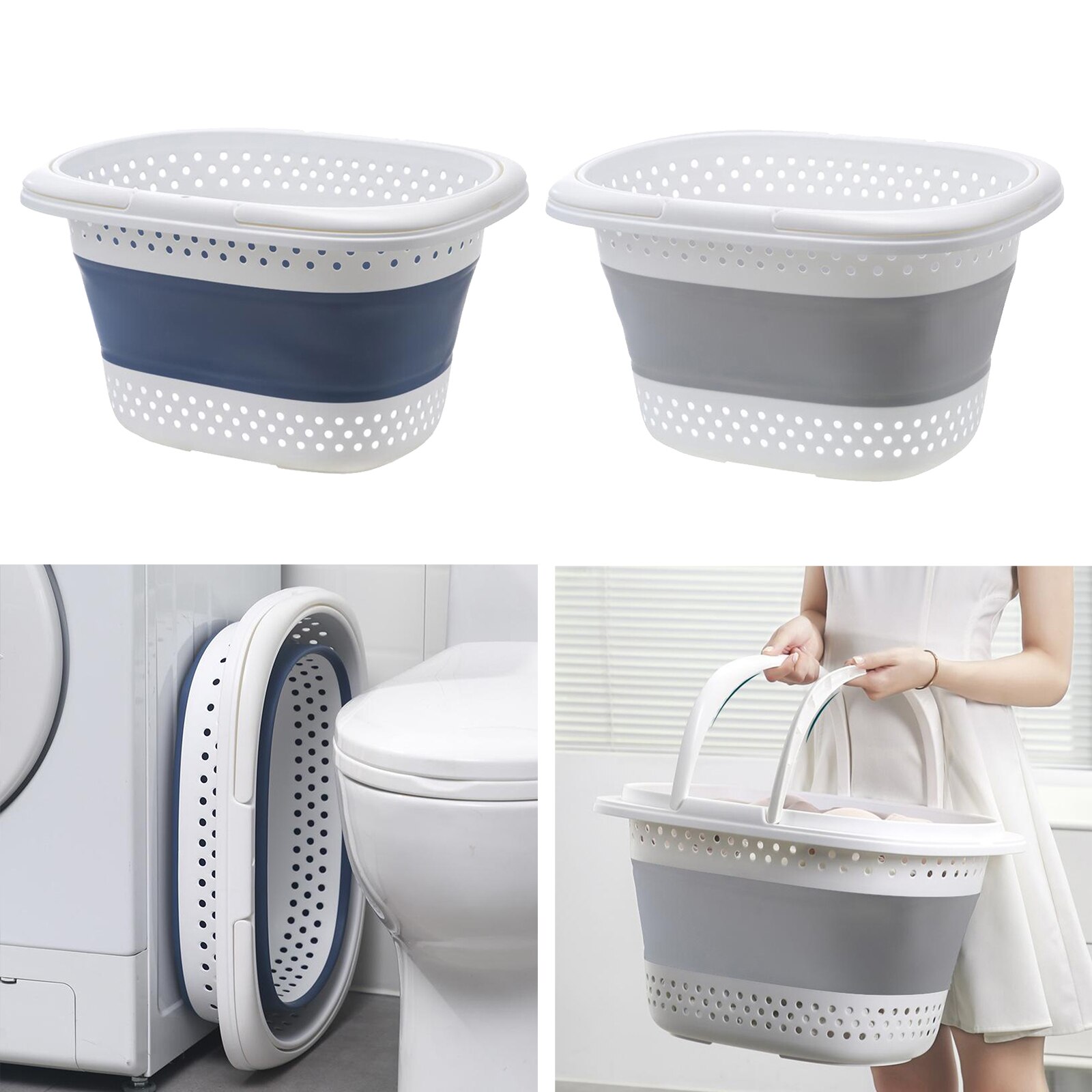 Collapsible Laundry Basket Large Folding Plastic Home Bathroom Basket Portable Storage Container Organizer