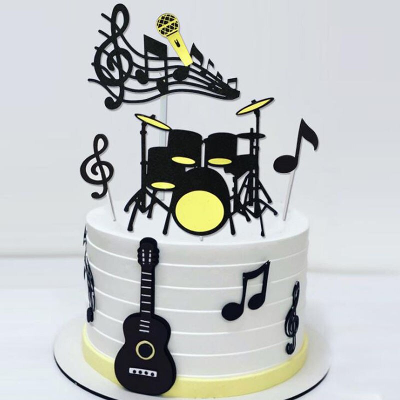 8 Pcs/set Cute Musical Notes Cake Topper Music Instruments Festival Cupcake Toppers for Wedding Birthday Party Cake Decorations: B