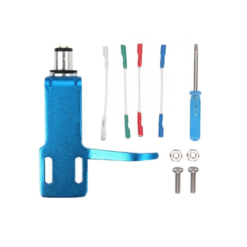 Kit de suporte de cartucho para gramofone, base giratória de liga de alumínio para captadores de gramofone de alta qualidade: Blue