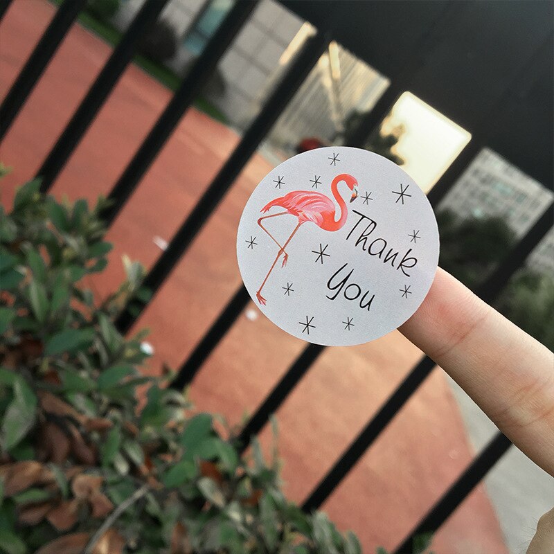 Autocollant de scellage "merci", étiquette flamant rose rond, étiquette en papier, emballage, décoration, fête et , DIY bricolage, 120 pièces/lot