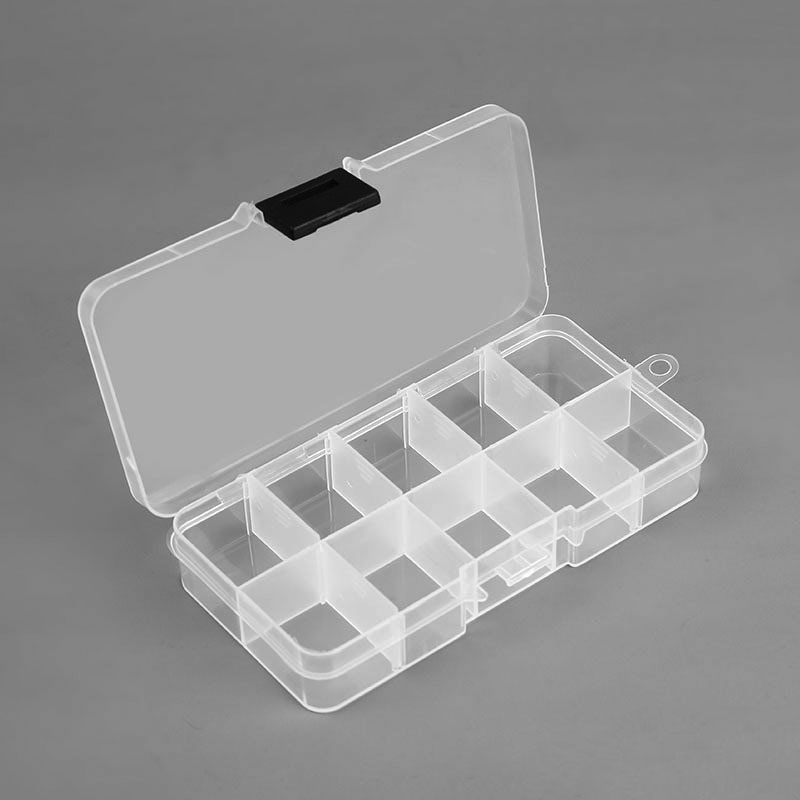 Caja de joyería de plástico con 10 ranuras (reglable), estuche de almacenamiento, organizador de joyas artesanales, cuentas, fabricación de joyas Diy, joyero organizador Z28