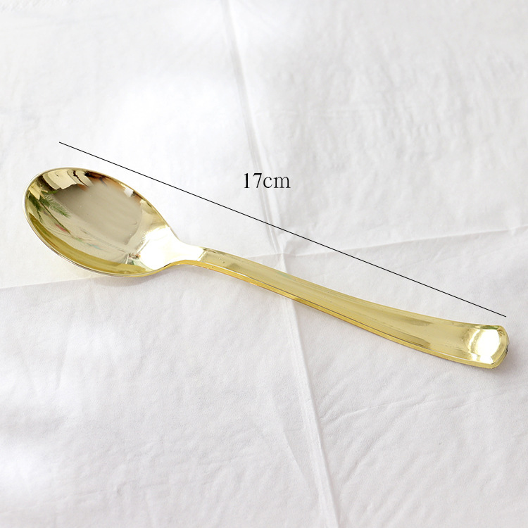 50-delig Gouden Rose Goud Plastic Bestekset Kristalhelder Bestekset Plastic Dinermes Vork Lepel Verjaardagsfeestje Huishouden