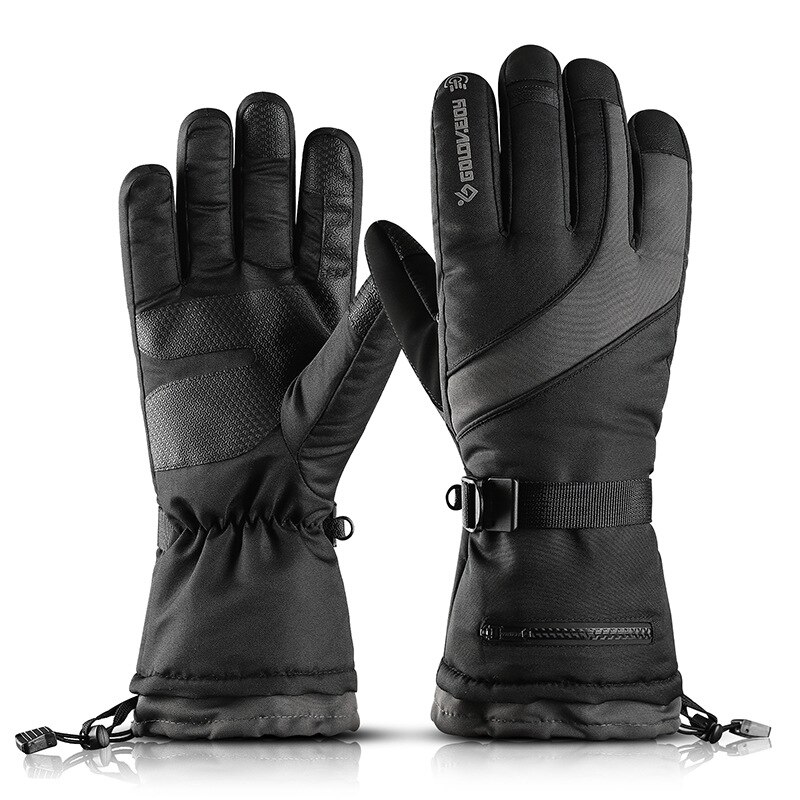 Heren Ski Handschoenen Snowboard Handschoenen Sneeuwscooter Motorrijden Winter Handschoenen Winddicht Waterdicht Unisex Sneeuw Handschoenen: BLACK / XL
