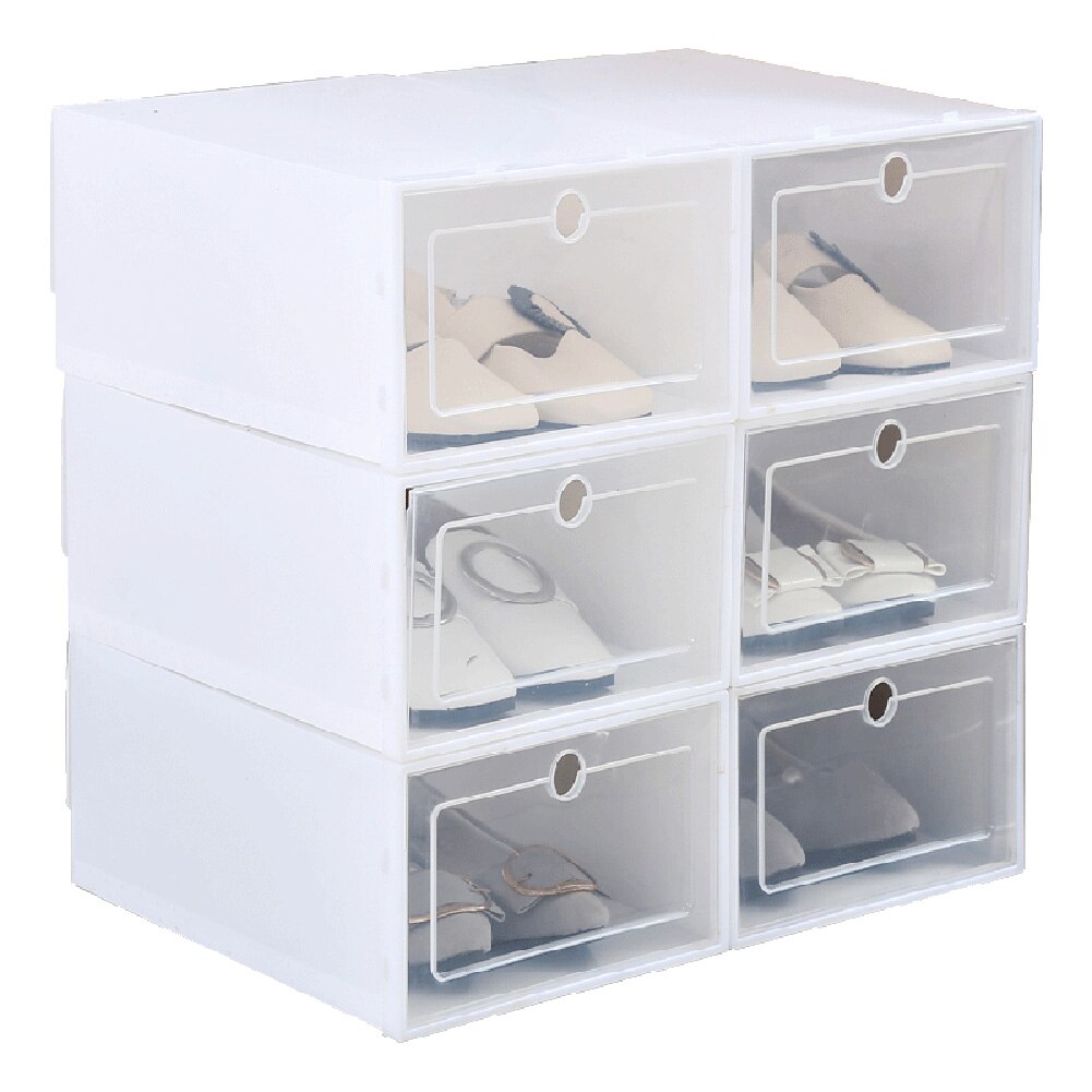 Transparante Plastic Schoenendoos Flip Schoen Opslag Artefact Home Storage Tool K888: white