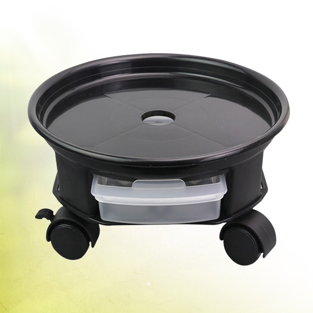 38cm Round Flower Pot Trays Removable Universal Bottom Wheel Foundation Plant Flower Pot Base with Storage Drawer