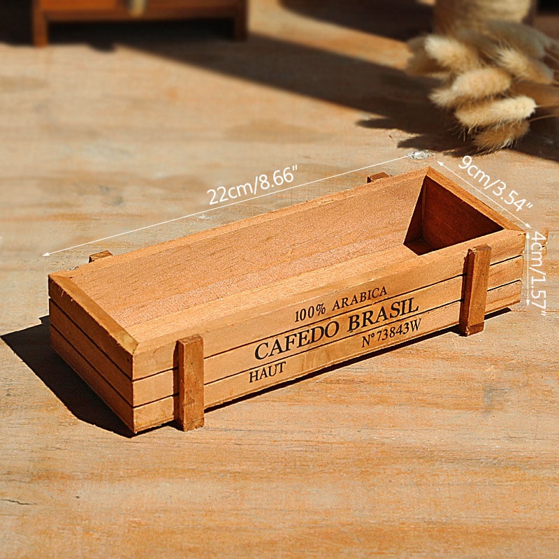 Maceta de madera para decoración de jardín, macetas, almacenamiento de artículos variados, suculentas, cajas de almacenamiento de madera, decoración del hogar
