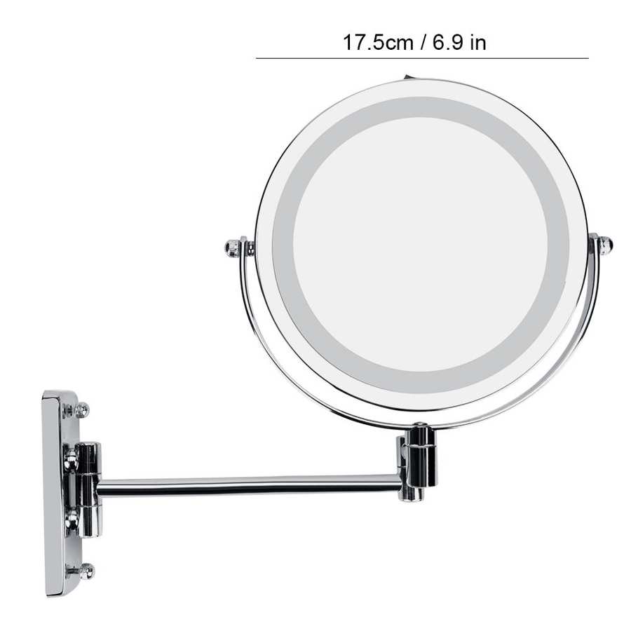 LED Wall Mount Makeup Mirror 360 Degree Rotate Lighted Mirror Bathroom Bedroom