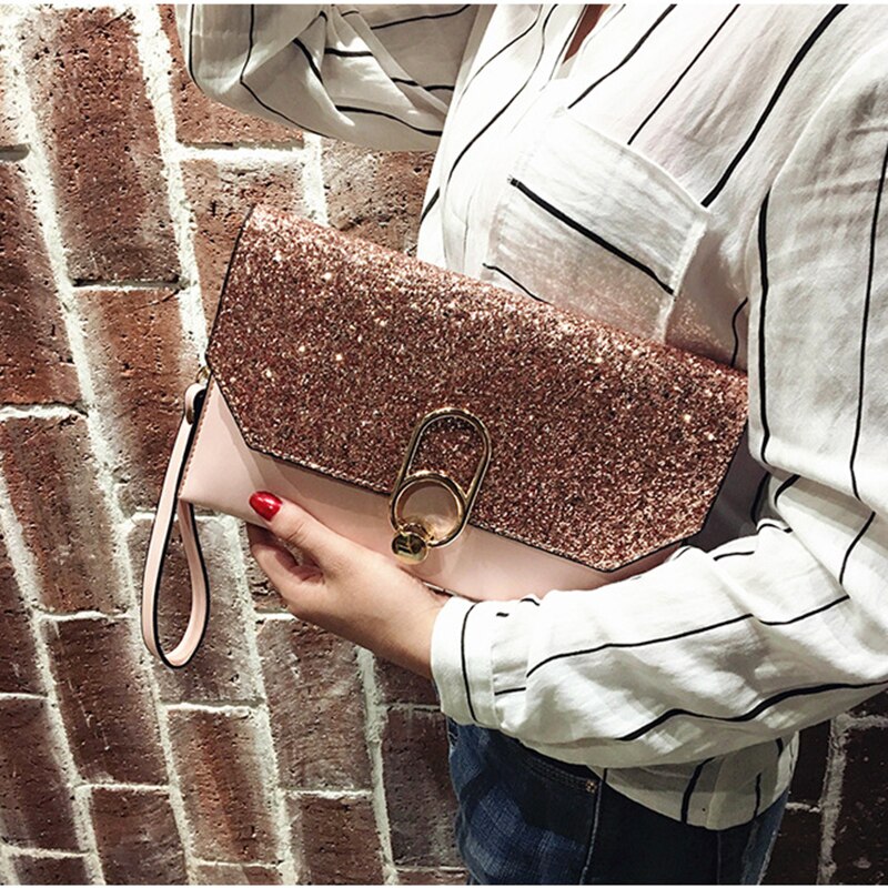 Sac à main en cuir à paillettes pour femmes, pochette de soirée pour fête d&#39;anniversaire, luxe pour dames,