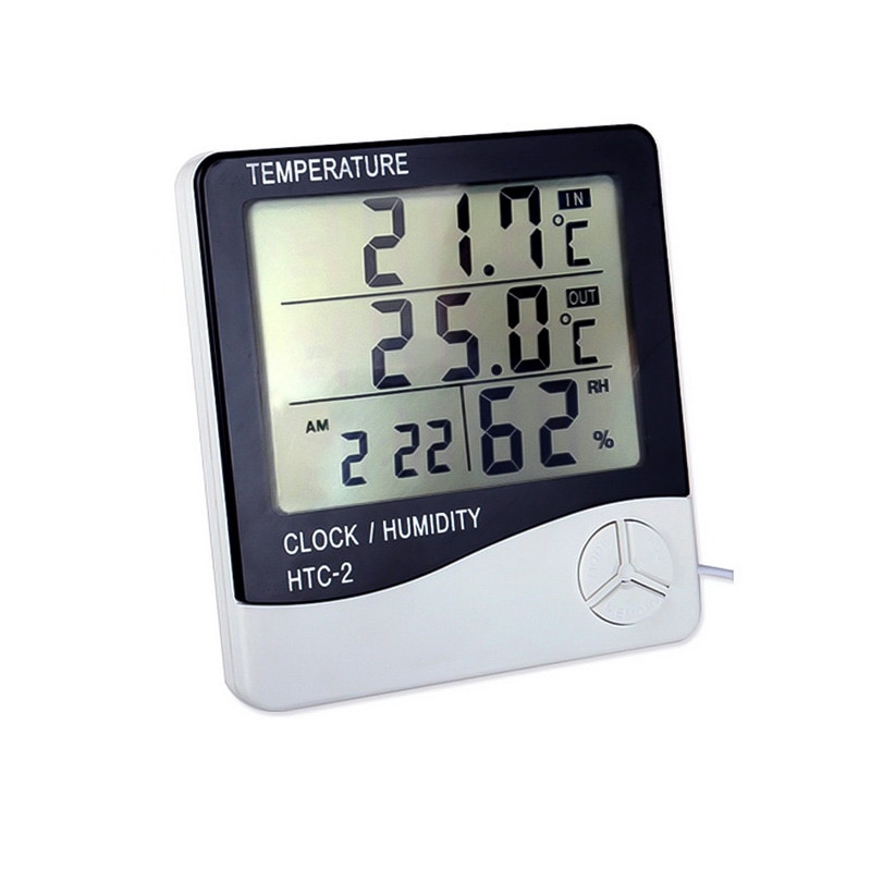 1Pcs Lcd Elektronische Digitale Thermometer Hygrometer Outdoor Indoor C / F Thermometer Hygrometer Wekker-1 -2