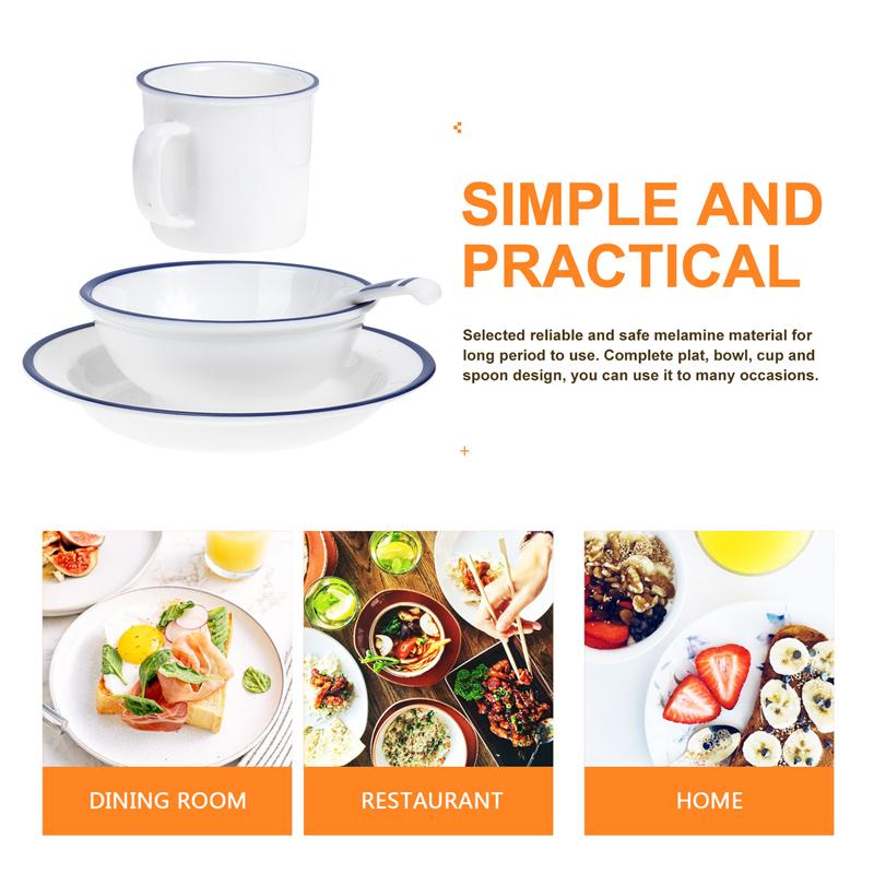 1 Set Melamine Bowl Kit Bowl Cup Plate Kit Kitchen Soup Container Restaurant Dinnerware Enamel Table Melamine Chinese Tableware