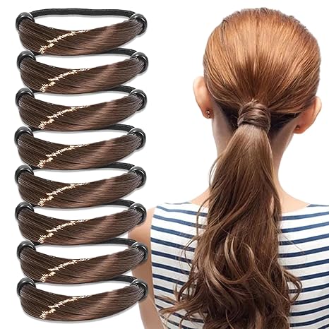 Rubber Band Made of Hair Rope Simulation Wig Head Rope Wig Hair Ring Straight HairTie Ponytail Elastic Hair Accessories: Light Grey