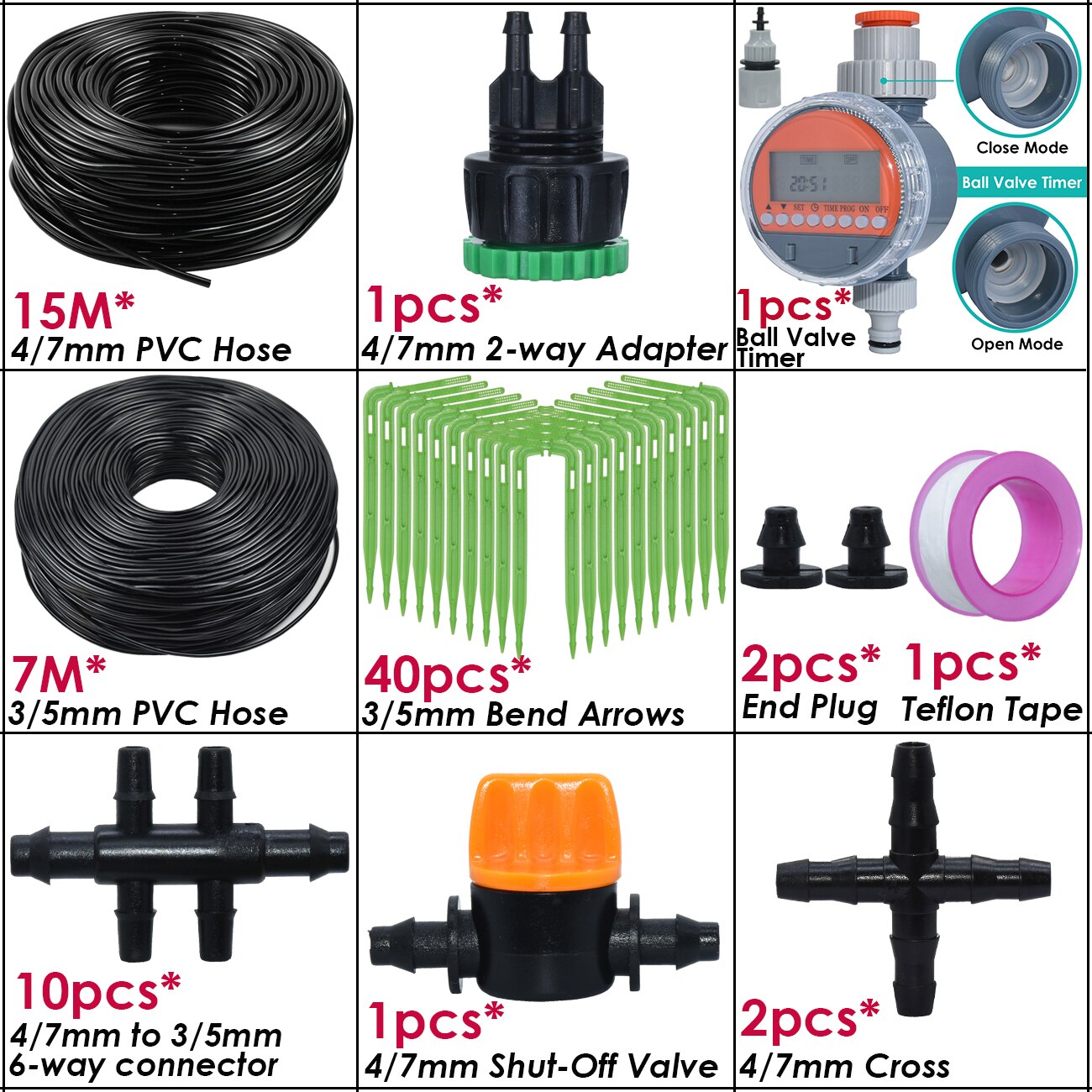 KESLA Garten 4/7 mm bis 3/5 mm Schlauchbewässerungssystem Mikro Tropfen Bewässerung Bausatz Timer Pfeil Emitter Tropfer Bonsai Pflanze Gewächshaus: Blau