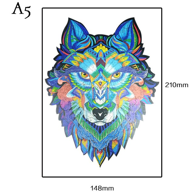 Diy Houten Tier Jigsaw Puzzels Set Spaß Houten Puzzels Voor Volwassenen En Kinderen Montessori Interactief Spel Speelgoed Puzze: A5 Wolf