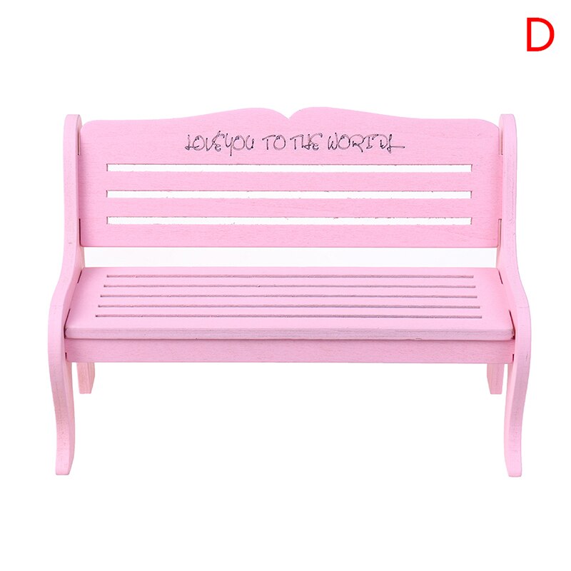 Wooden Miniature Park Chair Garden Crafts Figurines White Park Benches Chair Mini Landscape Ornament Doll Furniture: 4