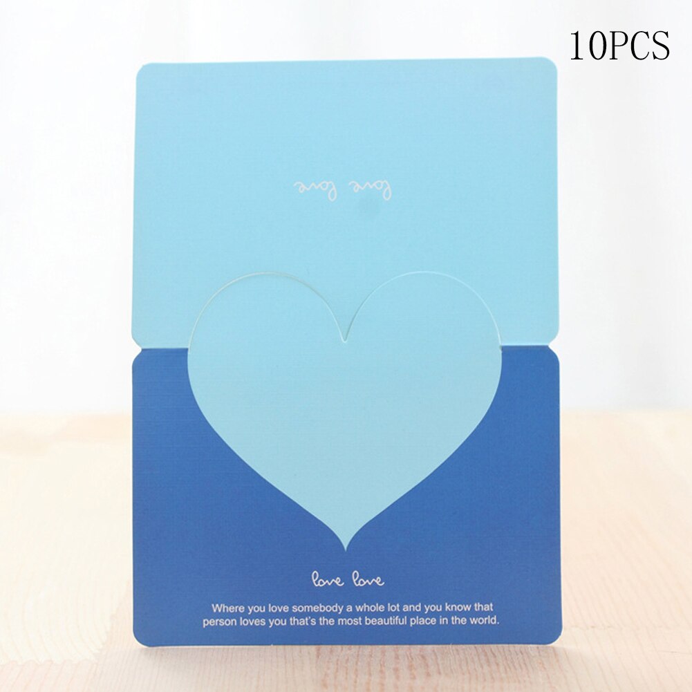 10pcs/bag Mixed Color LOVE Heart Shape Greeting Card Valentines Day Card Wedding Invitations Card Romantic Thank You Cards: Lake Blue