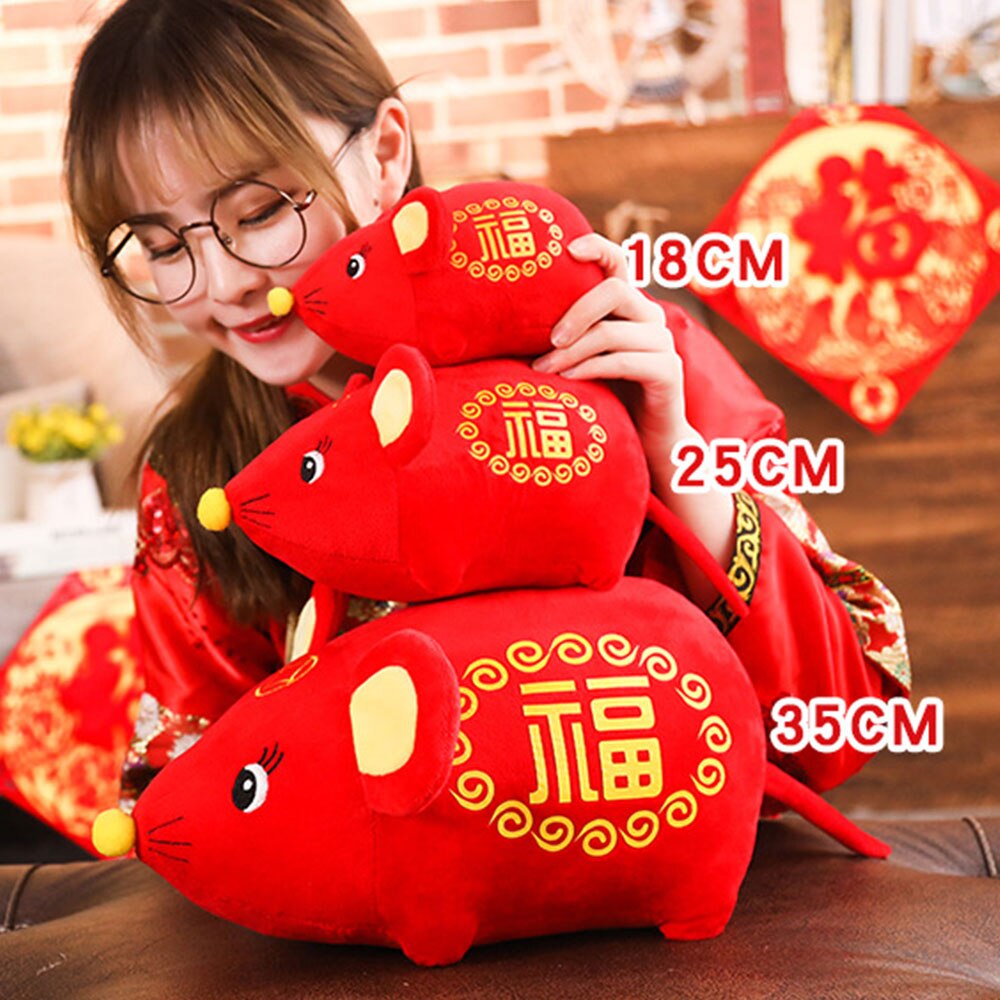 ratte Jahr Puppe Kawaii Maskottchen Ratte Plüsch Maus in Seetang Anzug Weichen Spielzeug Chinesische Neue Jahr Party Dekoration