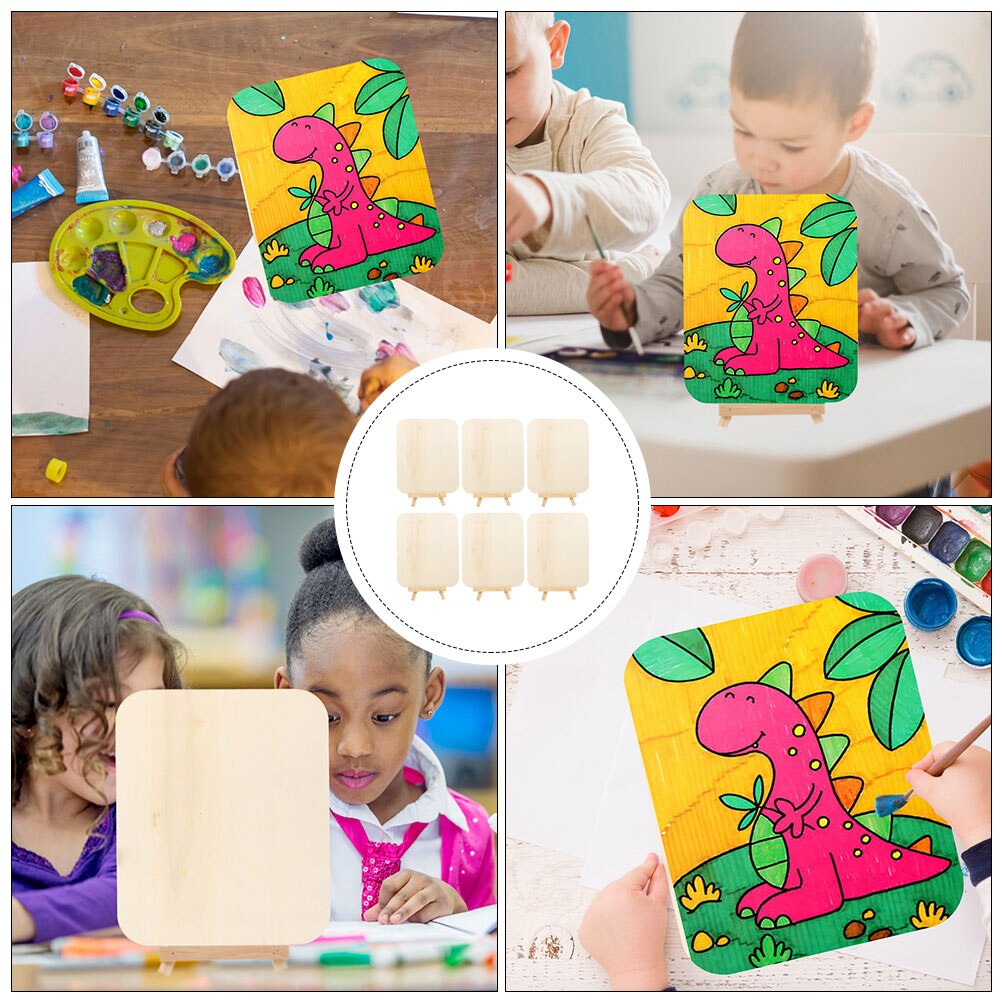 6PCS DIY Drawing Boards Kindergarten Children Wood Graffiti Display Boards