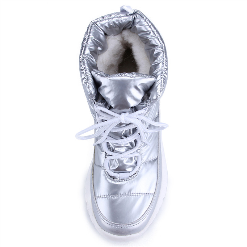 Morazora Winter Vrouwen Laarzen Lace Up Platform Dikke Bont Snowboots Waterdicht Schoeisel Dames Enkellaars Vrouwen Katoen
