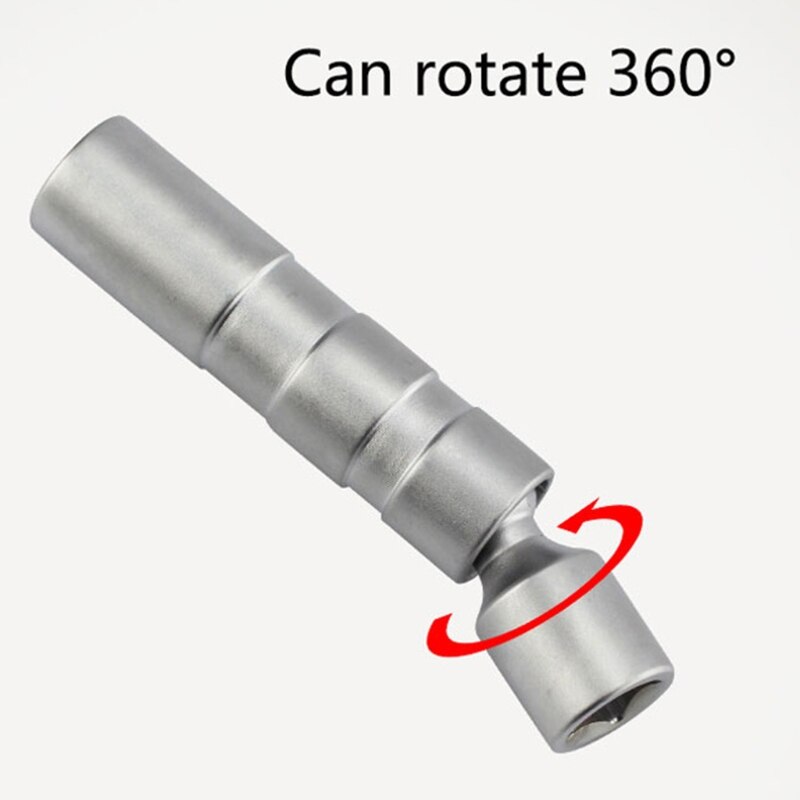 Swivel Magnetic Thin Wall Long Spark Plug Socket Universal Joint Extension Flexible Socket Wrench Removal Tool 14/16mm