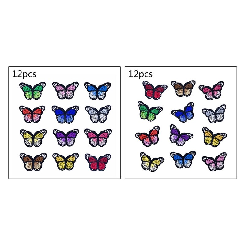 12 stk farverig sommerfuglesyning / strygning på applikationer broderipatcher diy badge