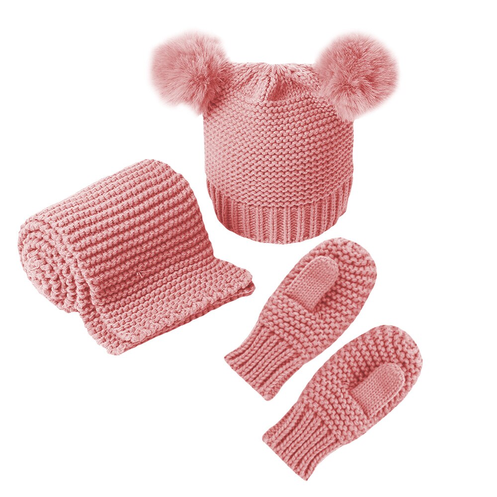 3Pcs Comfortabele Muts Sjaal Muts Set Voor Kids Kinderen Baby Winter