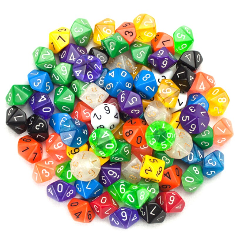 4 Stuks Transparant Multicolor D10 Rpg 10 Dice Die 10 Zijdig Gem Dobbelstenen Set Spelen Games