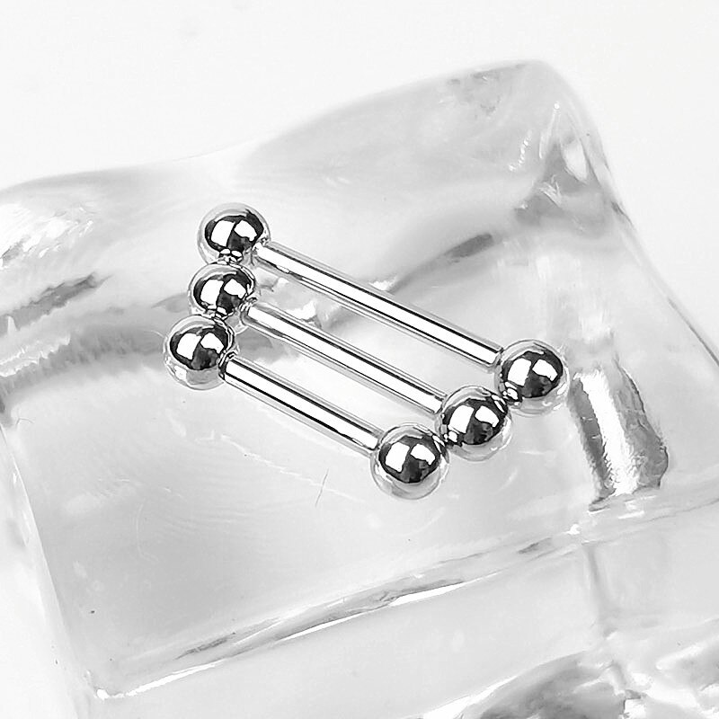 1Pcs 925 Sterling Zilver Tong Ring Straight Barbell Wenkbrauw Tepel Ring Body Piercing Bar Lichaam Sieraden