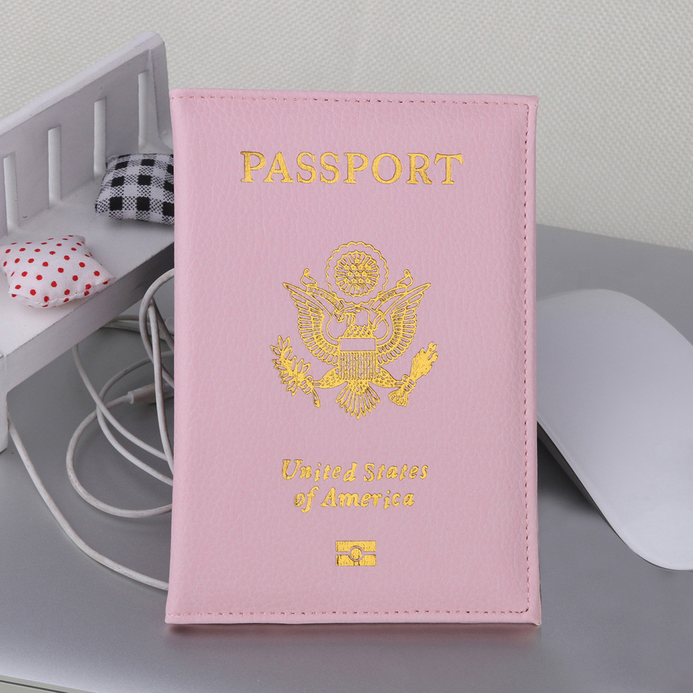 Travel Cute USA Passport Cover Women Pink USA Passport Holder American for Passports Girls Case Passport Wallet Pasaporte @: Pink