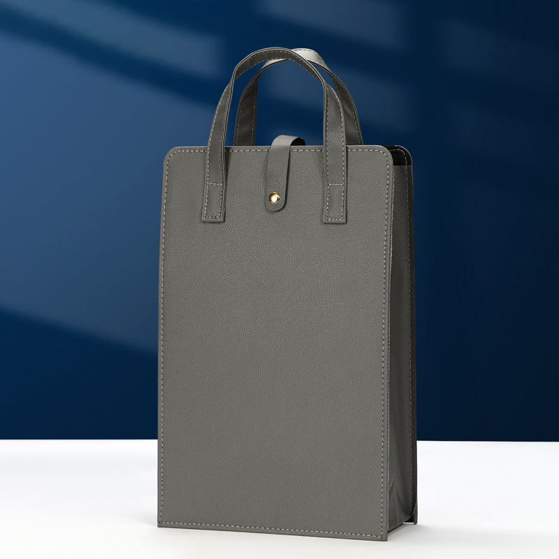 Vikbar läderväska för vinbärare, återanvändbara vinbärare, handväska, dubbel rödvinslåda med handtag, förpackningslådor för champagneflaskor