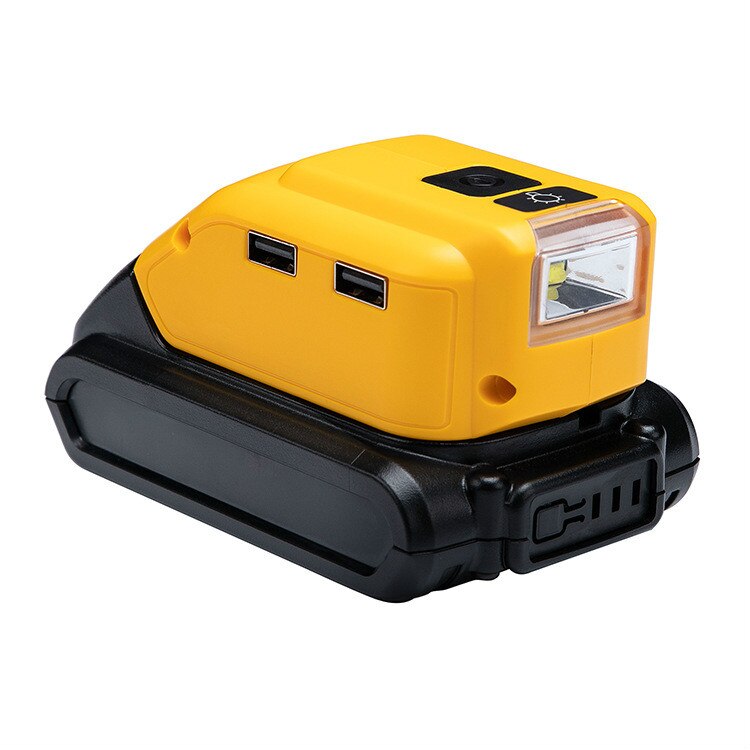 Adapter led lys arbejdslampe usb mobiltelefon oplader  dc 12v output til dewalt 14.4v 18v li-ion batteri dcb 140 dcb 183 dcb 203