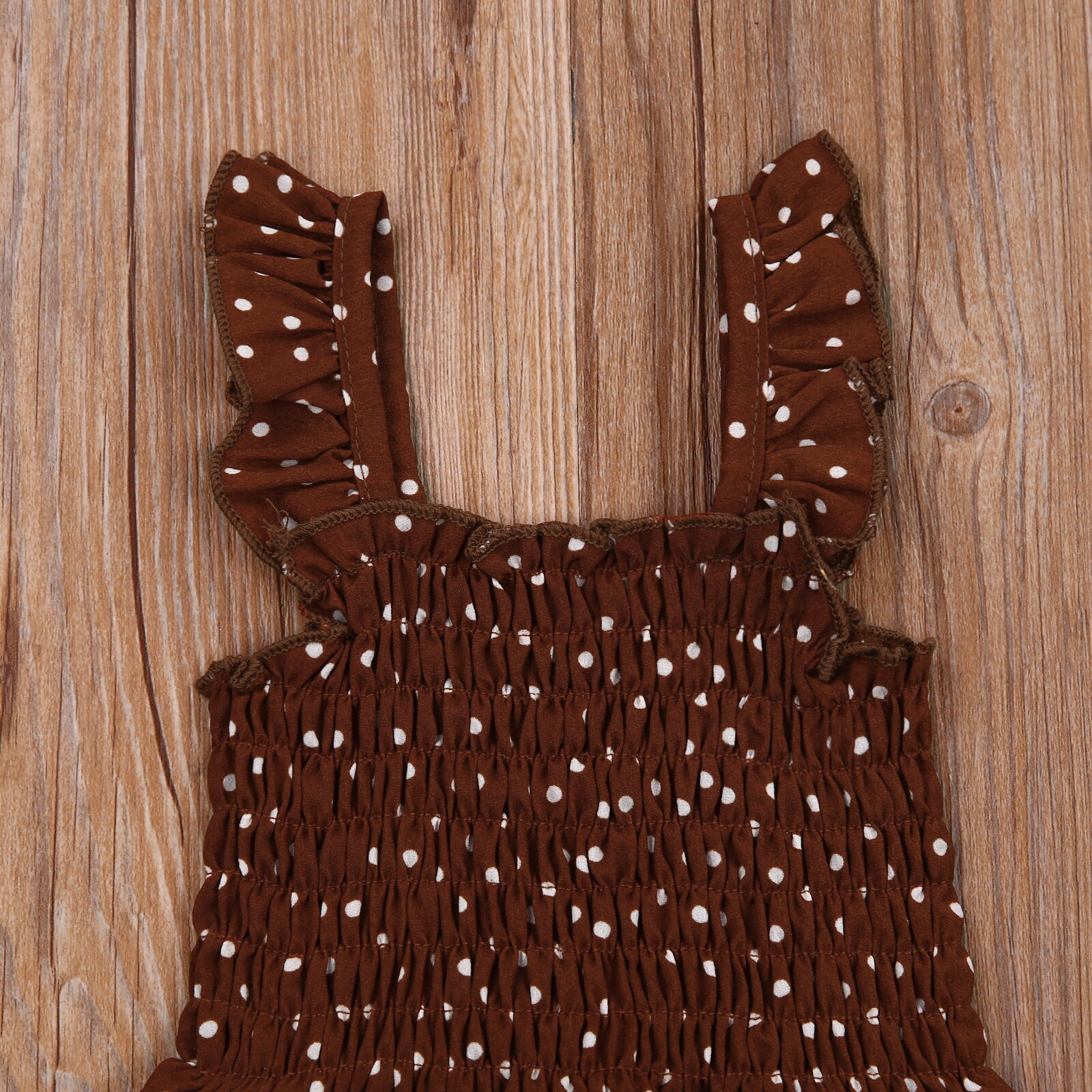 Meisje Zomer Jarretel Jumpsuit Verse Polka Dot Ruches Boothals Een Stuk Lange Broek