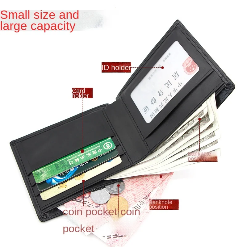 Men Business Bifold Wallet Men's PU Leather Credit ID Card Holder Case Solid Purse Pockets Bags carteira portfel cartera hombre