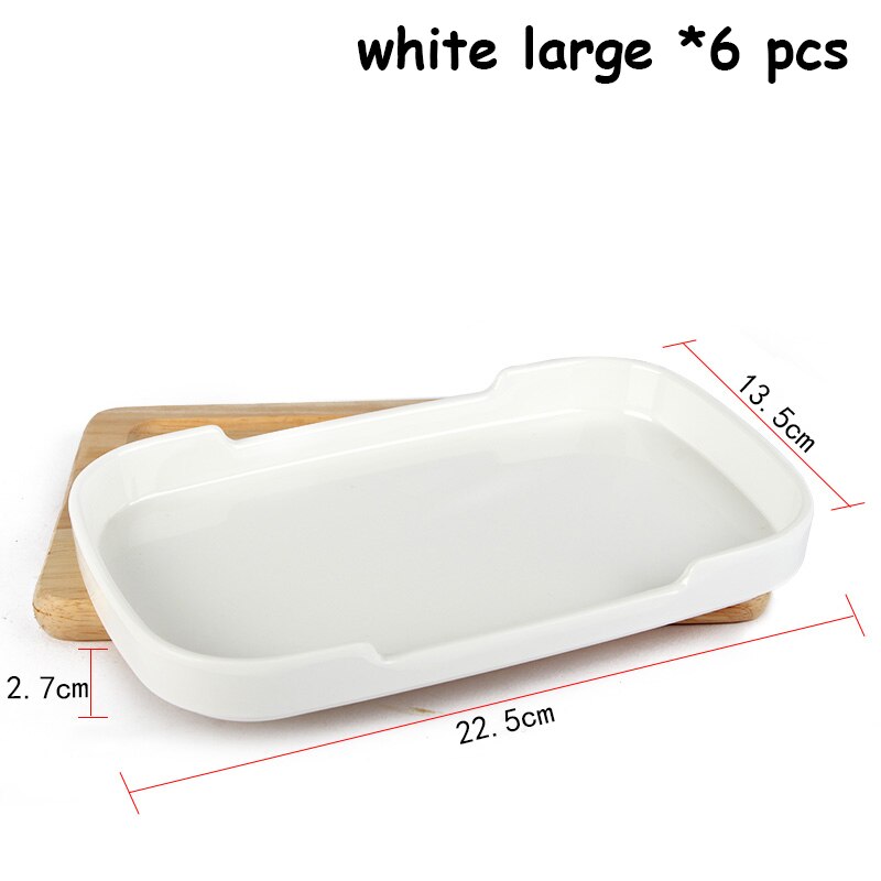 Rectangle Plates Colorful Trays Food Containers Korean Restaurant Roast Vegetable Cafe Kitchen Utensils Christmas Tableware 6pcs: White Large