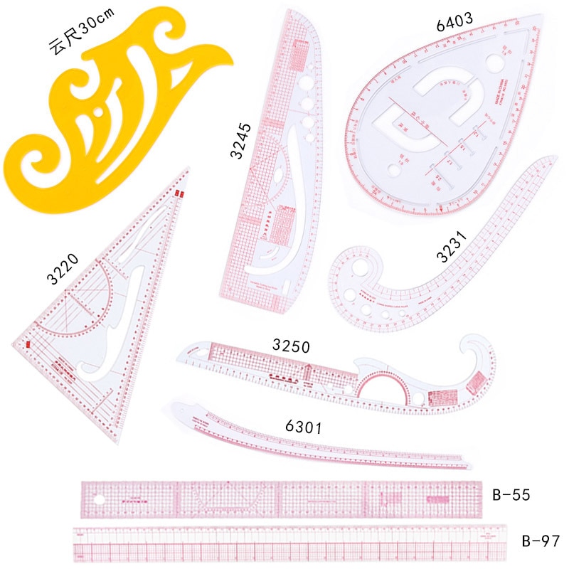 4/13 Pcs French Curve Metric Grading Ruler Measure Dressmaking Tailor Drawing Template Craft Tool Plastic Sewing Supplies