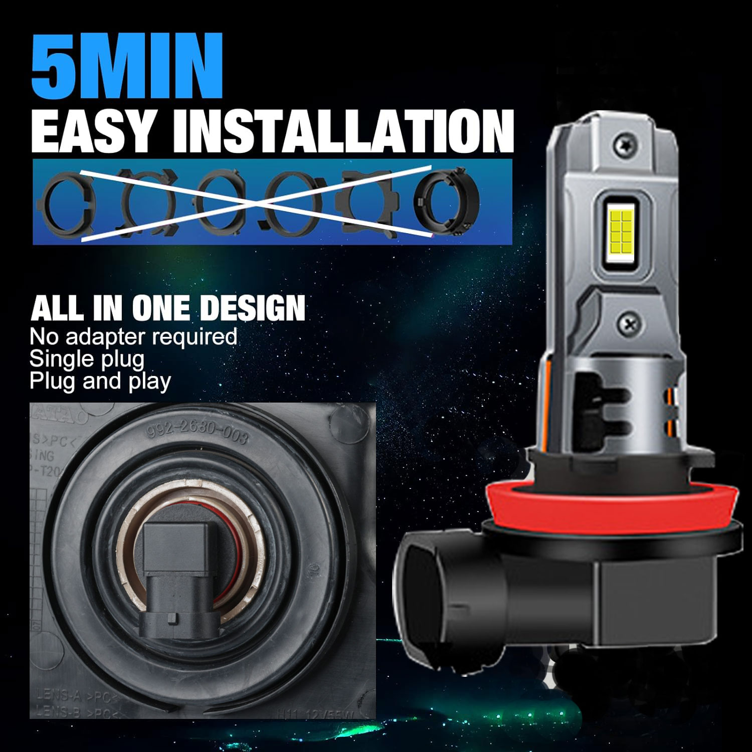 30000LM H8 H11 bombilla de faro LED 9005 HB3 9006 HB4 H16 JP luz antiniebla Canbus Mini 880 881 blanco 6500K CSP para coche diodo Lam