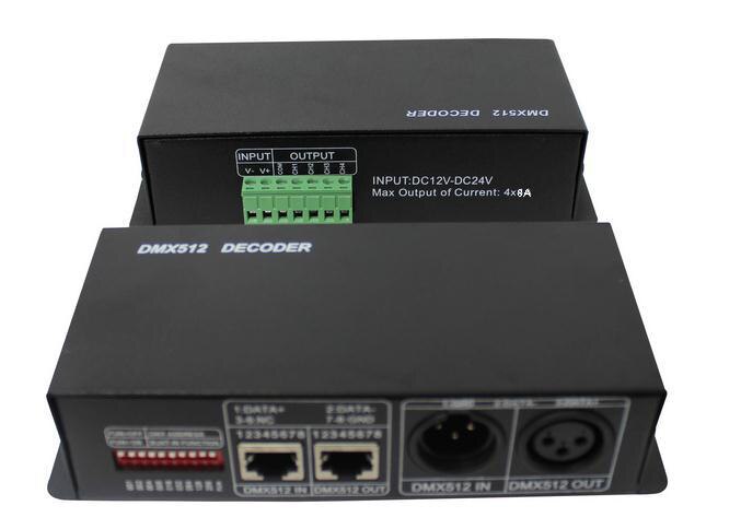 4CH DC12-24V RGBW DMX 512 Decoder led controller, RGB LED DMX512 decoder 4 Kanaals * 8A, 384 W/768 W,