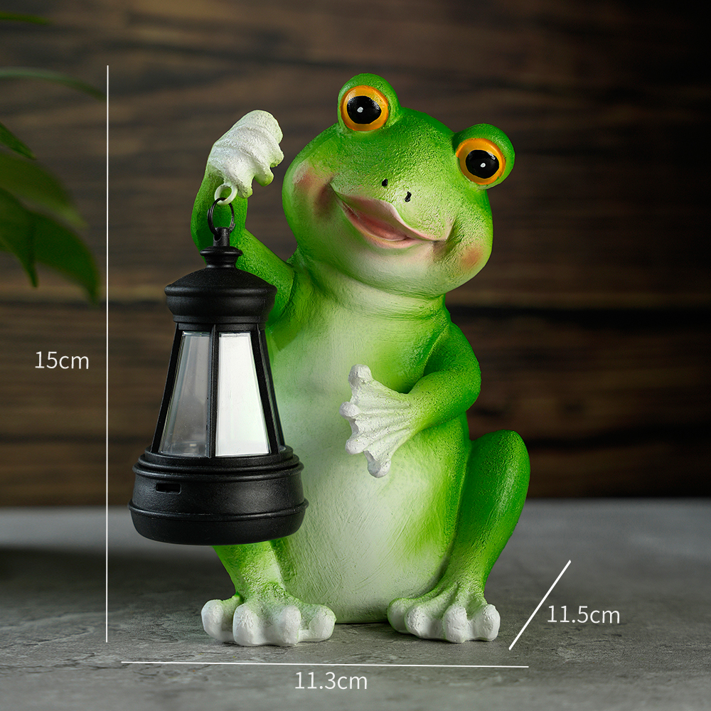 Solar Frog Garden Statue with LED Lantern Outdoor Yard Patio Decorative Piece Ideal for Mother's Day Or Housewarming: Default Title