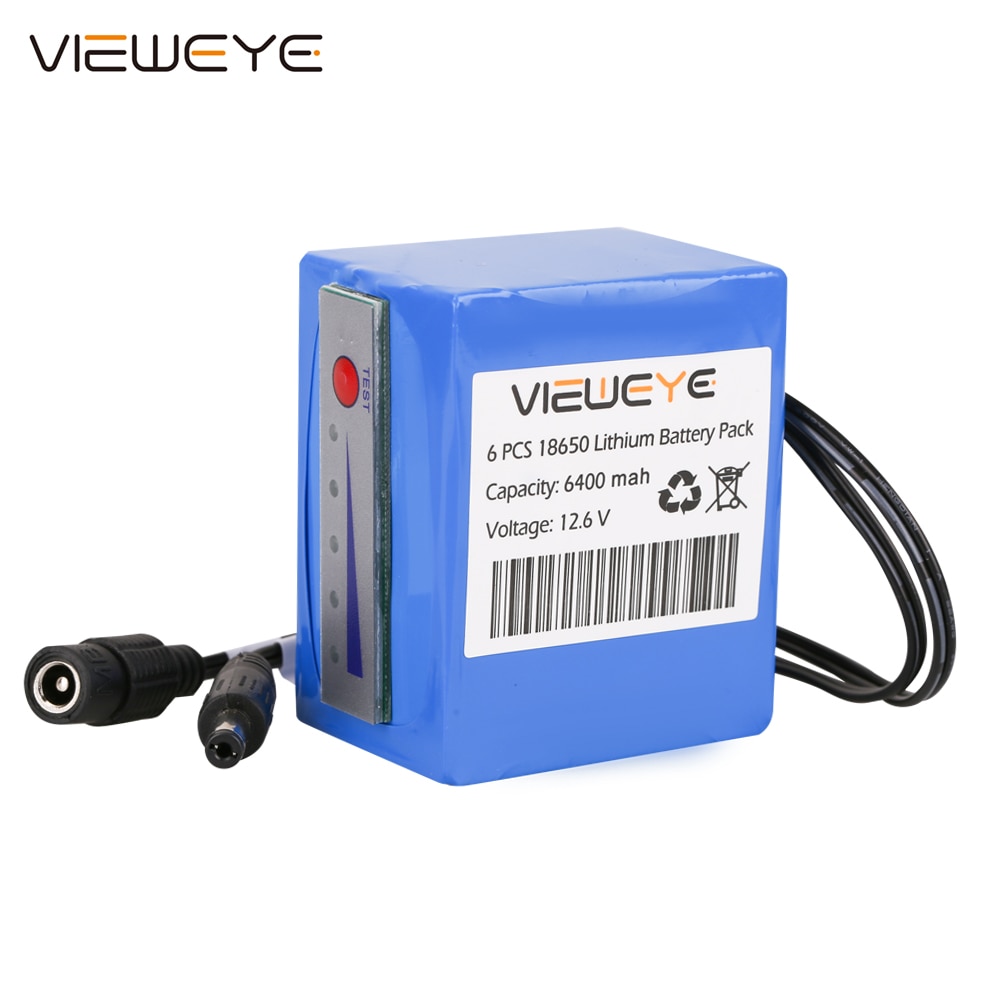 ViewEye Original 12V 4500mAh/6400mAh Indicator Lithium Battery pack for Fish Finder Underwater Fishing Video Camera