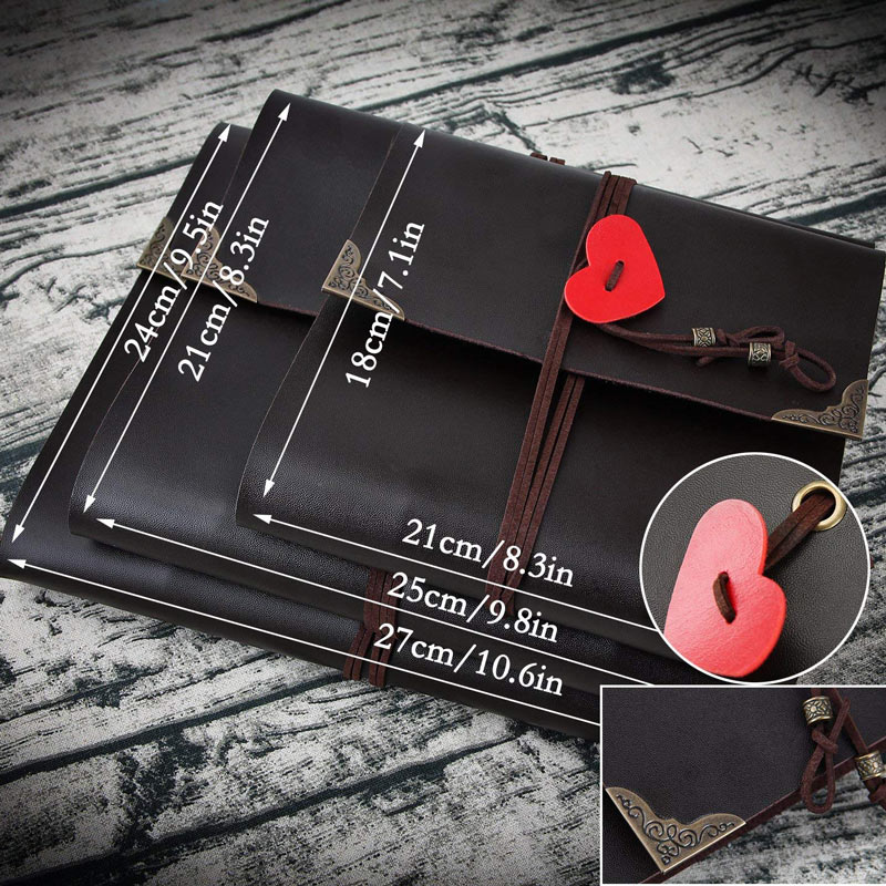 Vintage Love Photo Album 30Pages Wedding Travel DIY Scrapbook Photo Album PU Leather Valentine Birthday Christma Black