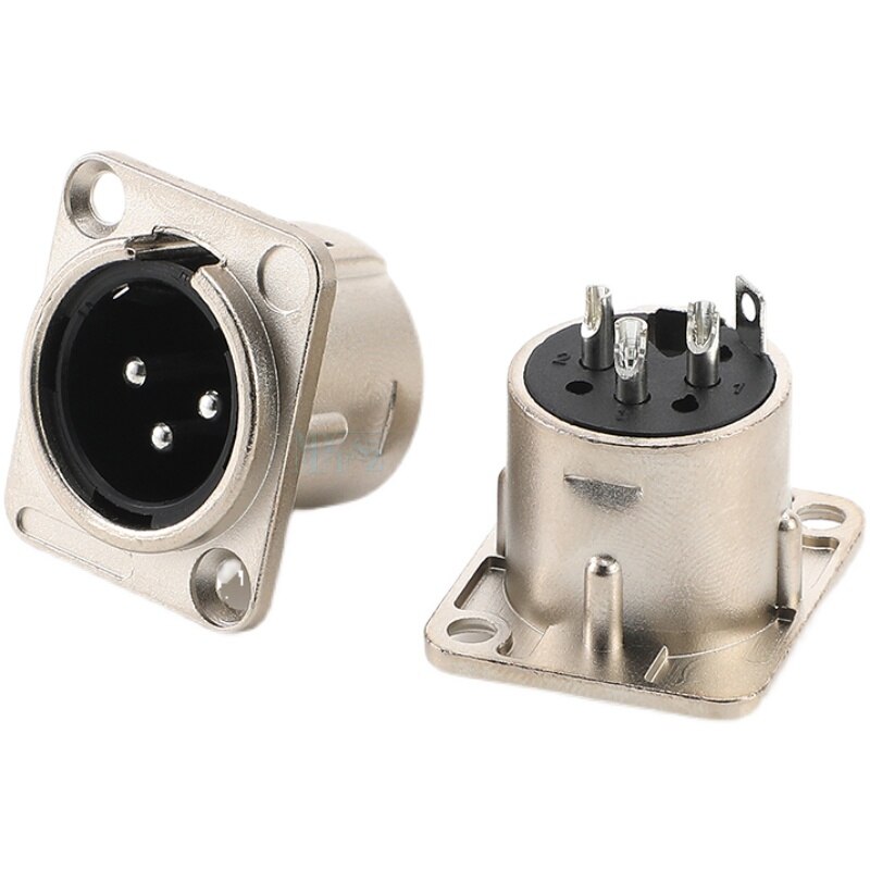 5pcs/lot 3 Pin XLR Male Plug Panel Mount XLR Chassis Microphone MIC Cable Terminal XLR Wire Connector Black/Silver: 5pcs Male silver