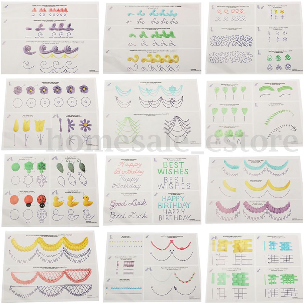 23 st/set tårta glasyr piping diy övning ritbräda mall papper dekor övning mall klistra fondant dekorera