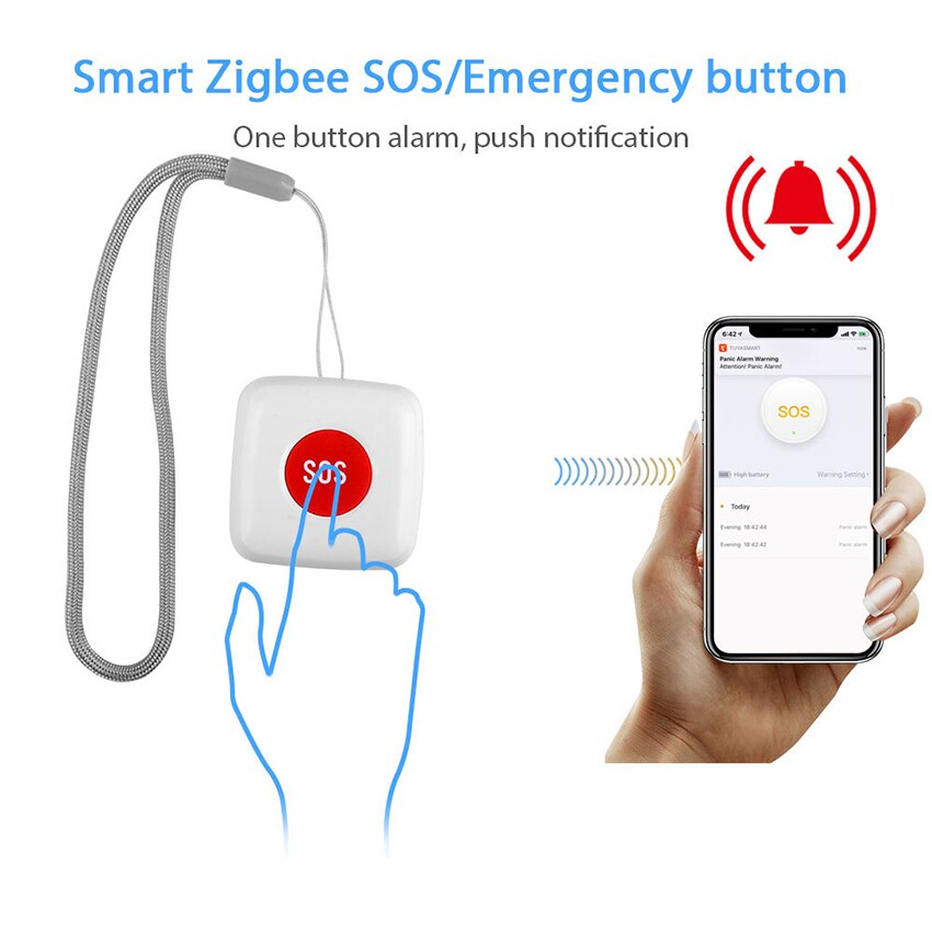 Smart sos opkaldsknap, trådløs personsøger sygeplejerske ringer alarmsystem nødknap til hjem/ældre/patient vibrationssøgning