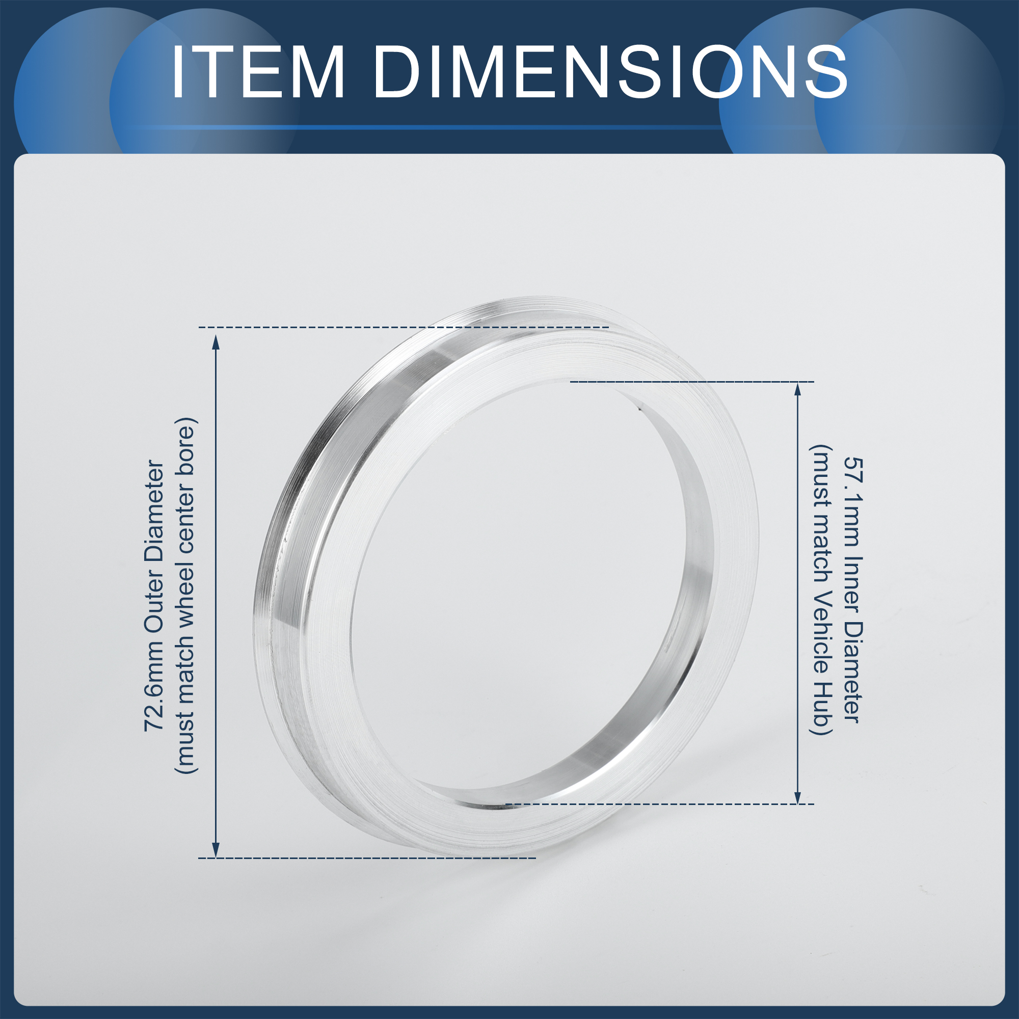 UXCELL 4pcs OD 70.1/72.6/72.1/73.1mm to ID 57.1/60.1/64.1/54.1/66.6/62.5mm Hub Centric Rings Wheel Hubrings Aluminum Alloy: Gold