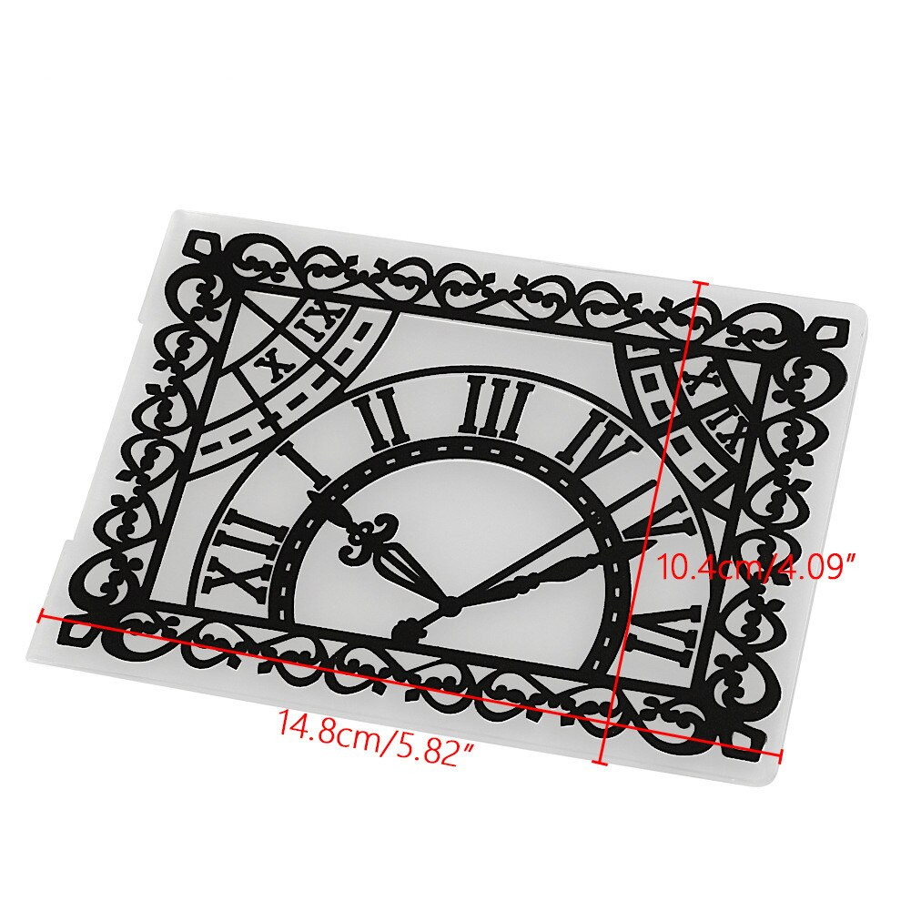 Heart Flower Lace Leaves Plastic Embossing Folders Stencils Template for DIY Paper Cards Album Scrapbooking Decoration: clock