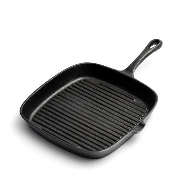 Thick Cast Iron Steak Frying Pan Stripe Uncoated Non-stick Dedicated Pan for Beef Steak Cast Iron Skillet Kitchen Pot Cookware: 22cm  steak pan