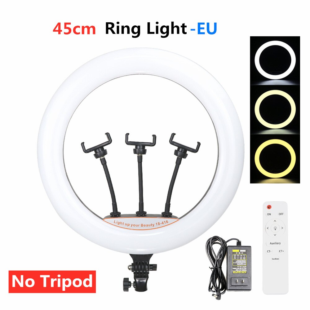 45cm 18inch RGB Ring Licht Dimmbare Selfie Lampe Mit Telefon Clip Fotografie Beleuchtung Für Video Live 10 zoll/26/33cm RGB Ringlight: 45cm Light-EU