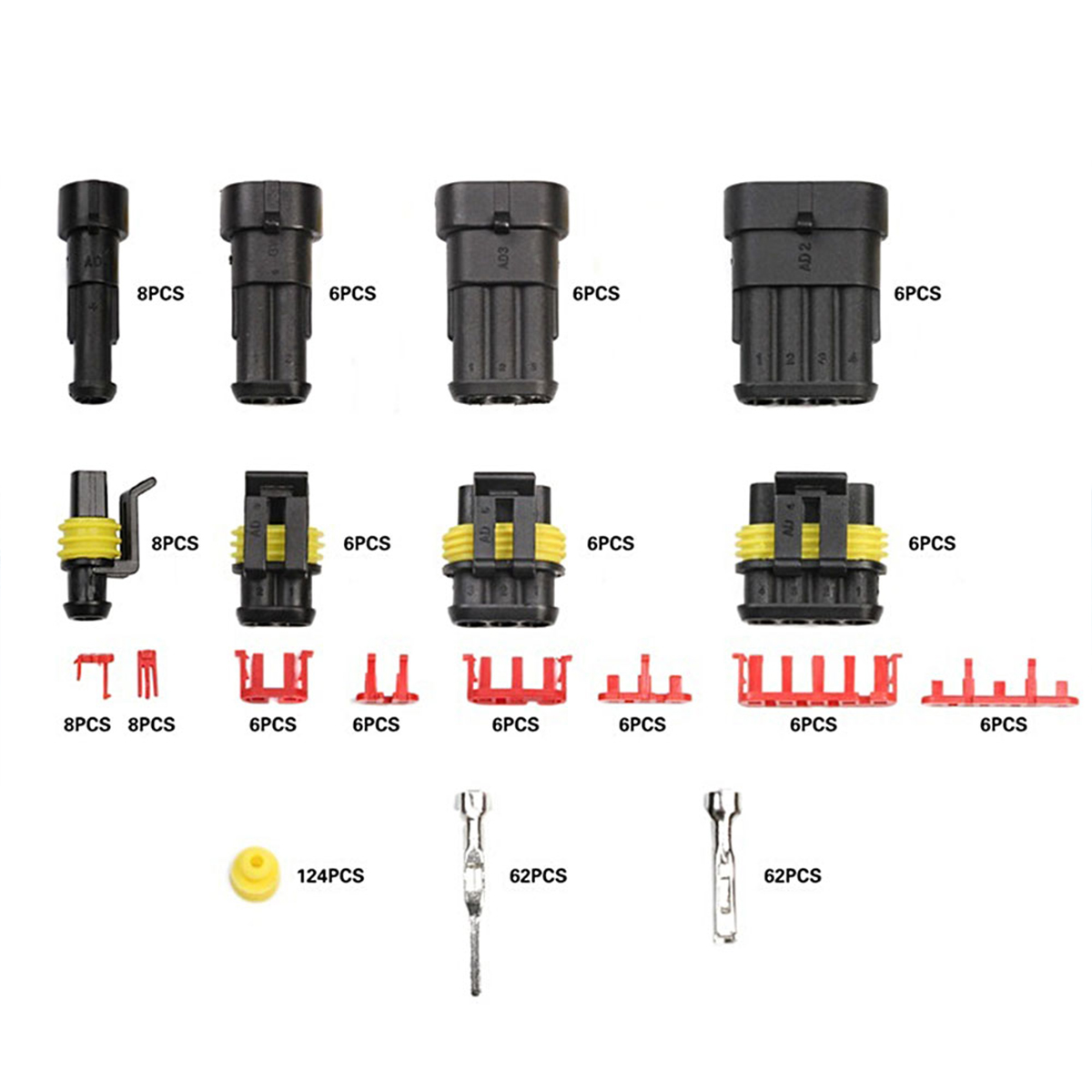352 Stuks IP68 Auto Elektrische Draad Connector 1/2/3/4 Gat Terminals Plug Mannelijke & vrouwelijke Pin Plug Connector Voor Auto Motoren Vrachtwagens