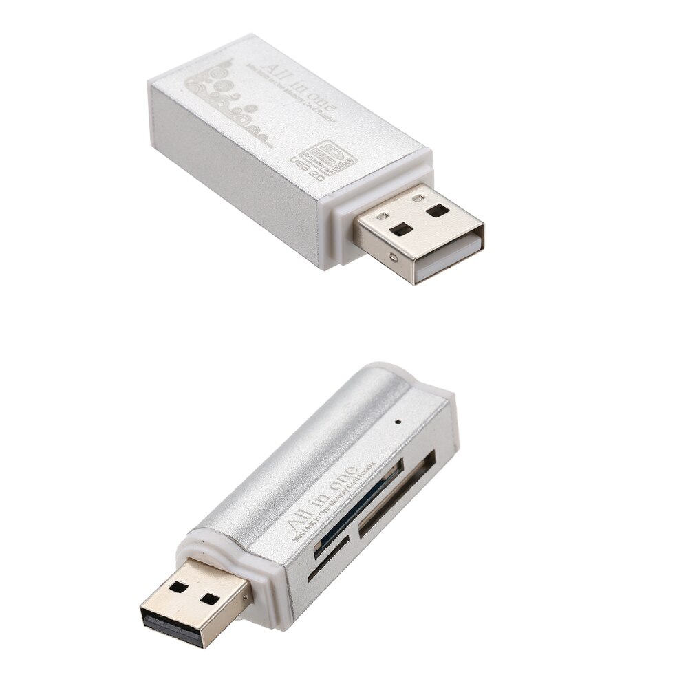 Memory Card Accessories Multi All in One Card Reader USB 2.0 Sliver Mini Adapter Portable Card Reader For SD/ Micro SD / TF Card